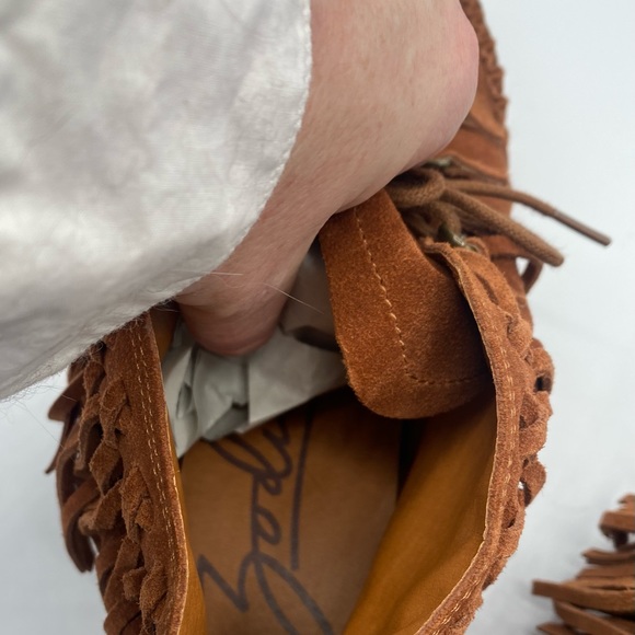 Zodiac Vera Leather Saddle Brown Fringe Boho Suede Moccasin Boots NWOT Size 8.5 - Picture 15 of 16